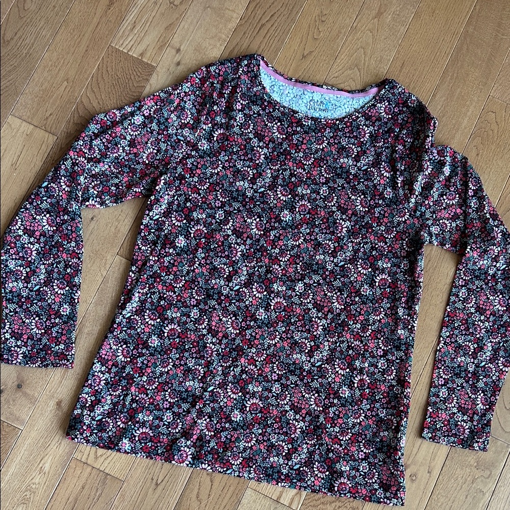 Croft & Barrow Pink and Black Floral Long Sleeve